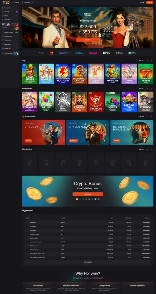 HollyWin on mobile